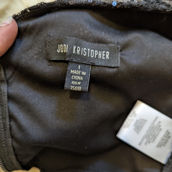 Jodi Kristopher black lace long sleeve sequin crop top size 1 - Picture 4 of 7